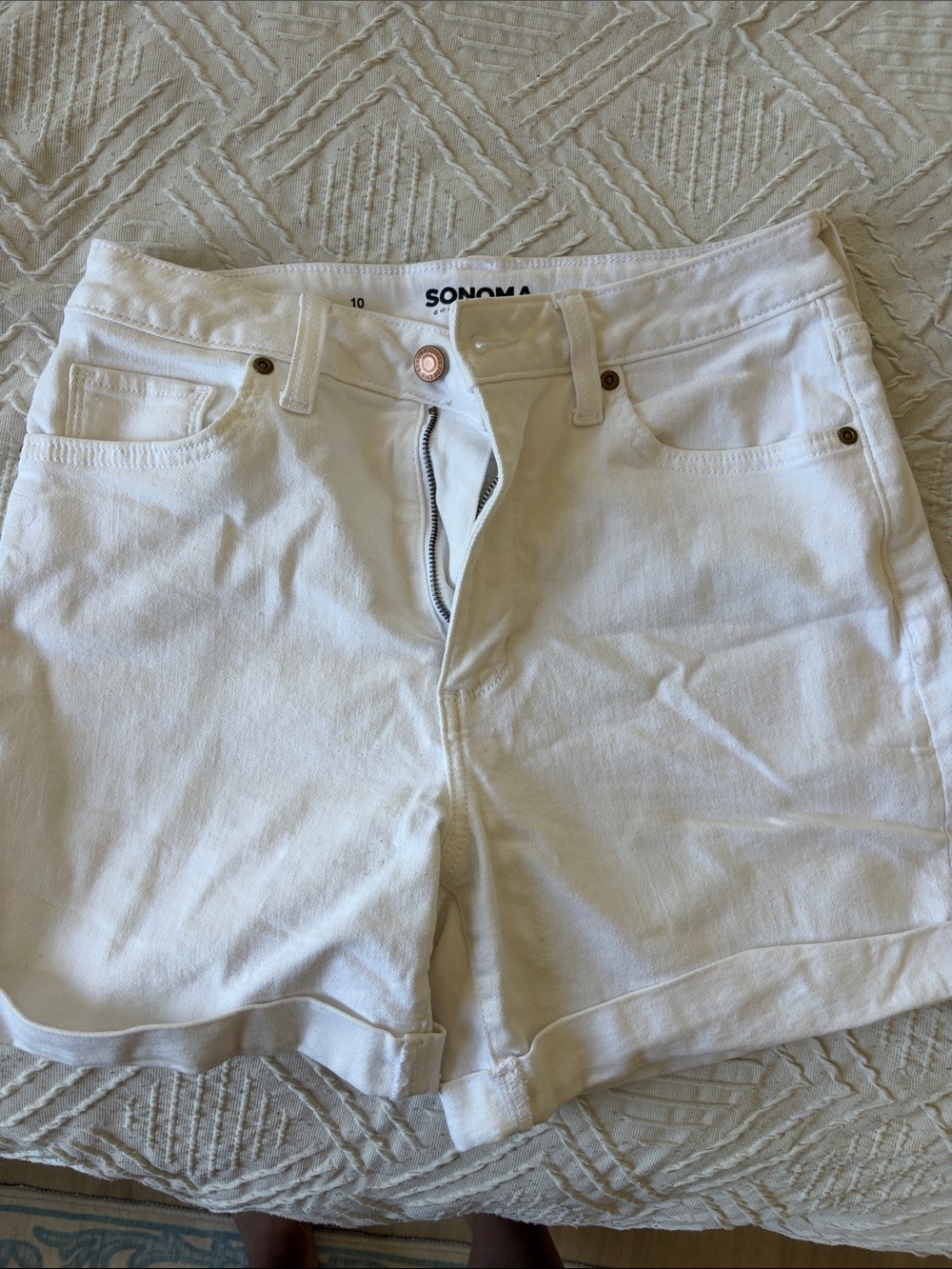 Sonoma White High-Rise Cuffed Denim Shorts